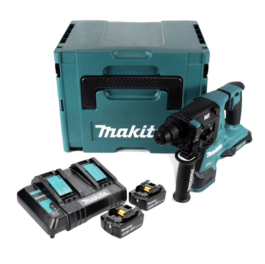 Makita DHR 280 CTJ Akku Bohrhammer 36 V ( 2x 18 V ) 2,8 J SDS-plus Brushless+ 2x Akku 5,0 Ah + Doppelladegerät + Makpac