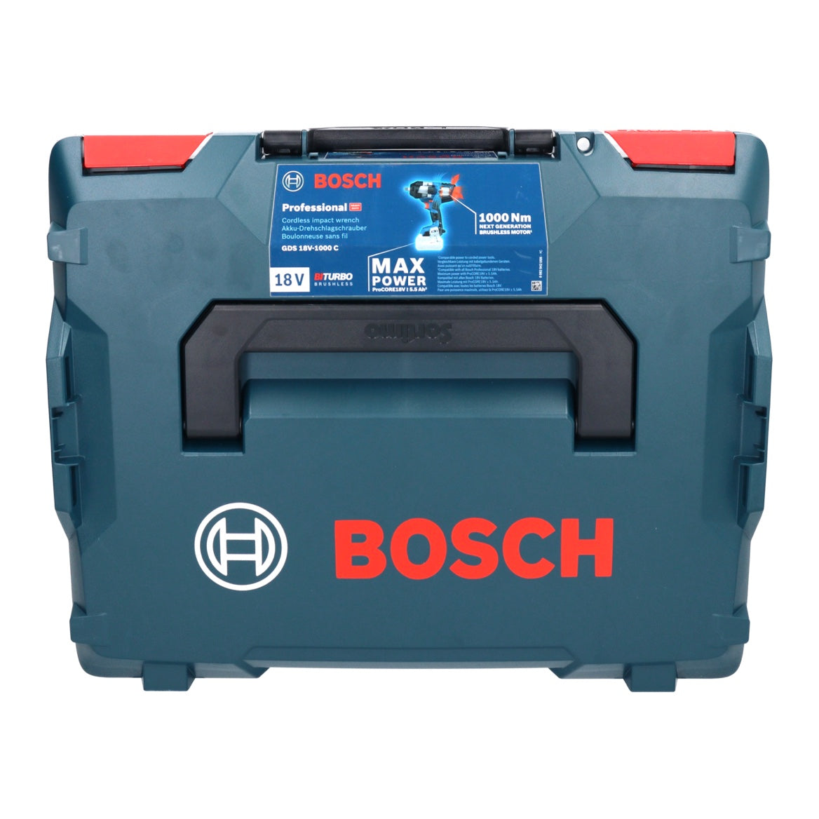 Bosch GDS 18V-1000 C Professional Akku Drehschlagschrauber 18 V 1000 Nm BITURBO Brushless + 1x ProCORE Akku 8,0 Ah + GCY 42 Bluetooth Modul + L-Boxx - ohne Ladegerät