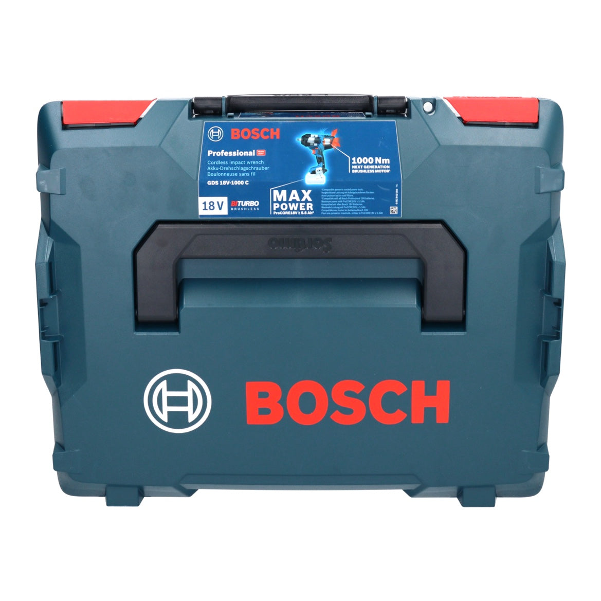 Bosch GDS 18V-1000 C Professional Akku Drehschlagschrauber 18 V 1000 Nm BITURBO Brushless + 1x ProCORe Akku 8,0 Ah + Ladegerät + GCY 42 Bluetooth Modul + L-Boxx