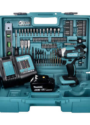 Makita DTD 152 SGX5 Akku Schlagschrauber 18 V 165 Nm + 1x Akku 6,0 Ah + Ladegerät + 101 tlg. Zubehör Set + Koffer