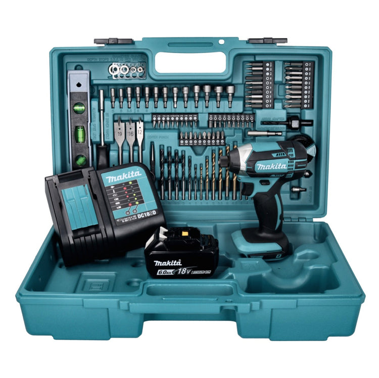 Makita DTD 152 SGX5 clé à chocs sans fil 18 V 165 Nm + 1 batterie 6,0 Ah + chargeur + jeu d'accessoires 101 pièces + mallette