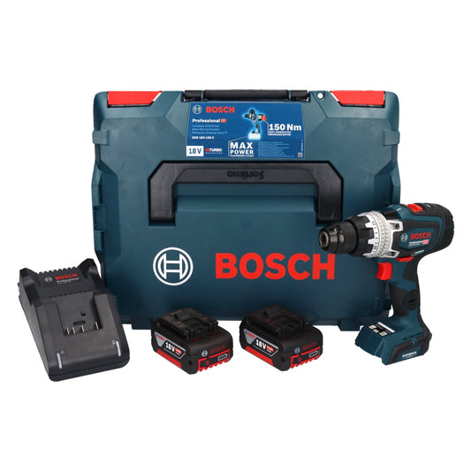 Bosch GSR 18V-150 C Professional Akku Bohrschrauber 18 V 150 Nm Biturbo Brushless + 2x Akku 5,0 Ah + Ladegerät + L-Boxx - Toolbrothers