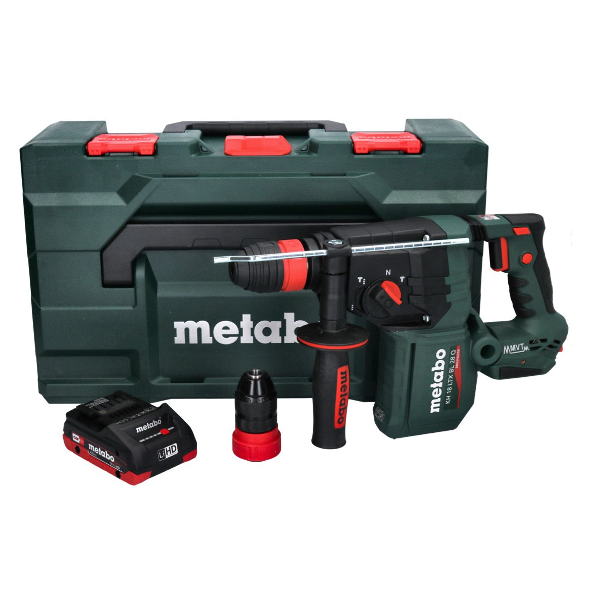 Marteau perforateur sans fil Metabo KH 18 LTX BL 28 Q 18 V 3 J SDS plus brushless + 1x batterie 4,0 Ah + metaBOX - sans chargeur