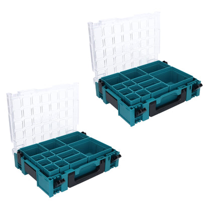 Makita MAKPAC 1 Organizer Set 2x mallette pour petites pièces 395 x 295 x 110 mm (2x 191X80-2) avec 13x insert de boîte