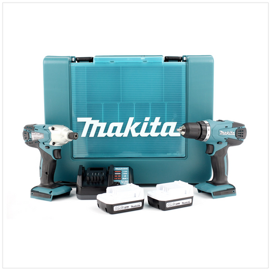 Makita DK 1497 Kombi-Set 14 V mit DF 347 Bohrschrauber + TD 126 Schlagschrauber + 2 x BL 1413 G Akkus + DC18WA Lader + Koffer - Toolbrothers