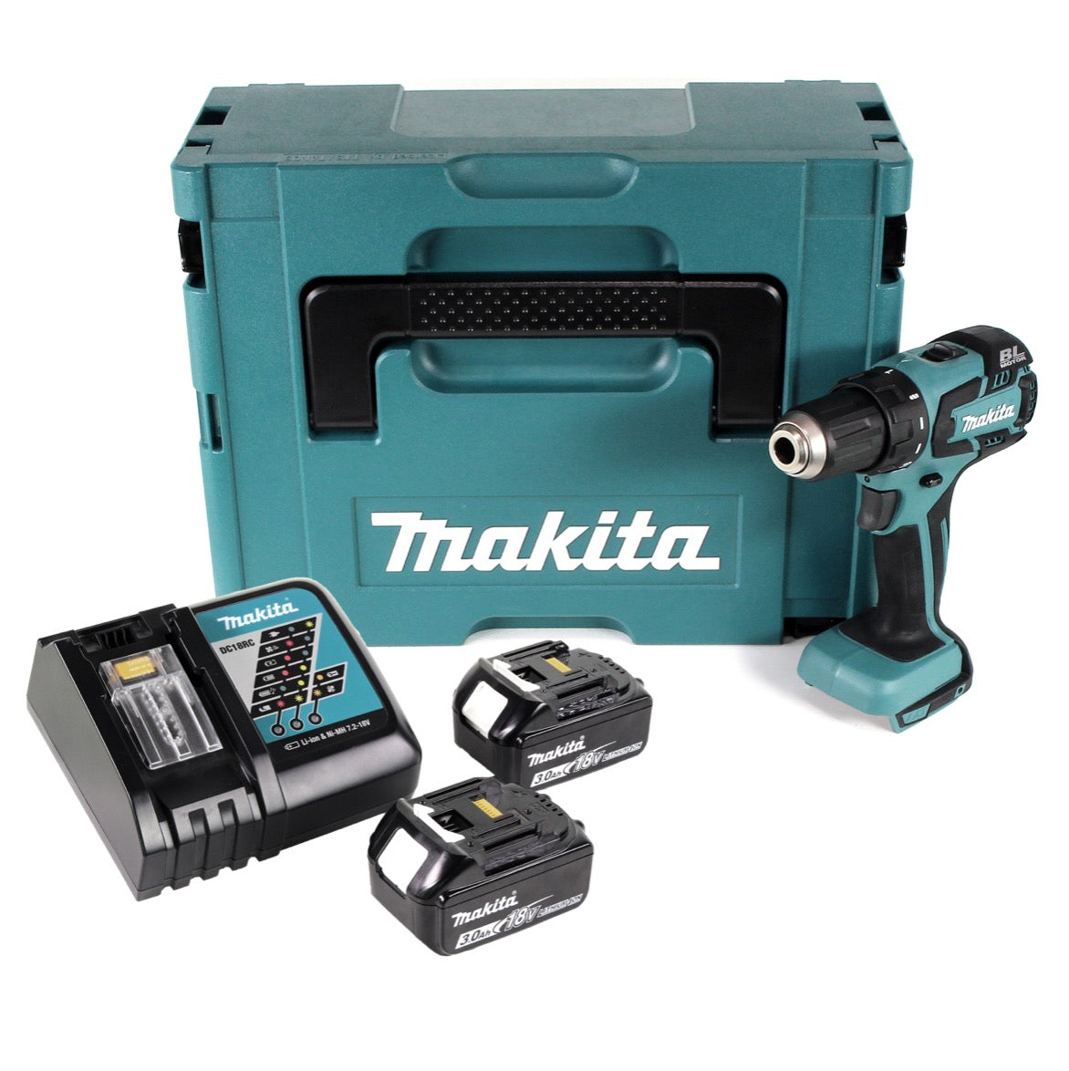 Makita BDF 459 RFJ Akku Bohrschrauber 18 V 45Nm + 2x Akkus  3,0Ah + Ladegerät im Makpac 2 - Toolbrothers