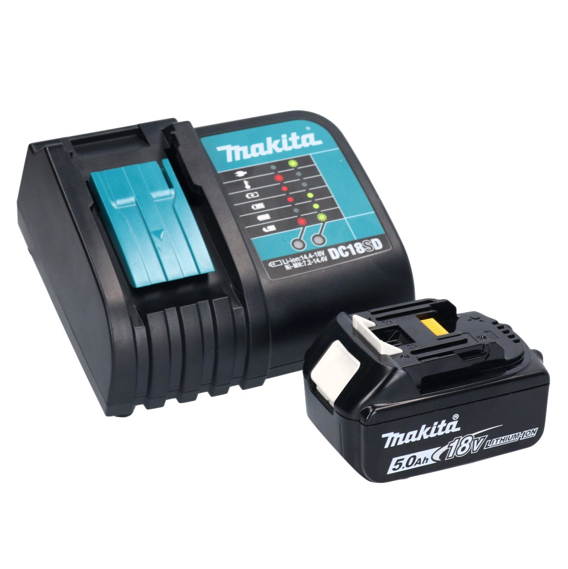 Makita DHP 456 STX5 Akku Schlagbohrschrauber 18 V 50 Nm + 1x Akku 5,0 Ah + Ladegerät + 101 tlg. Zubehör Set + Koffer