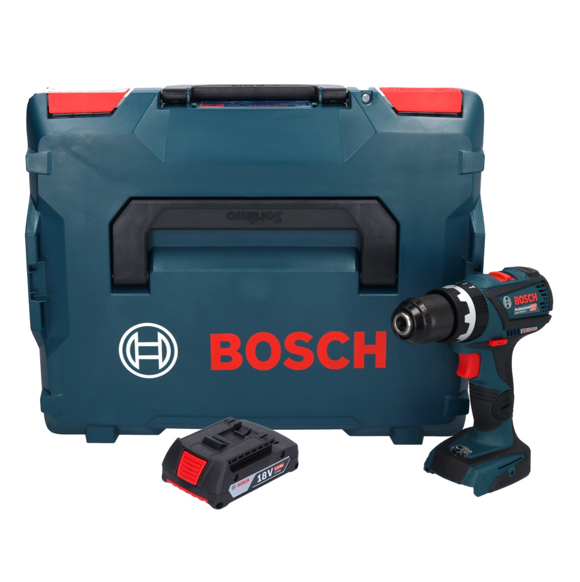 Bosch GSB 18V-60 C Professional perceuse à percussion sans fil 18 V 60 Nm sans balais + 1x batterie 2,0 Ah + L-Boxx - sans chargeur