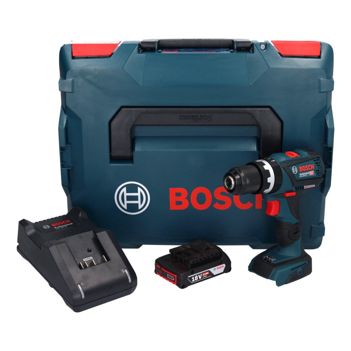 Bosch GSB 18V-60 C Professional perceuse à percussion sans fil 18 V 60 Nm sans balai + 1x batterie 2,0 Ah + chargeur + L-Boxx