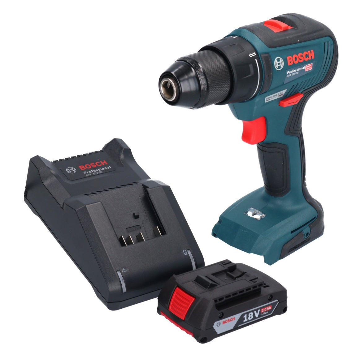 Bosch GSR 18V-55 Professional perceuse-visseuse sans fil 18 V 55 Nm sans balais + 1 batterie 2,0 Ah + chargeur