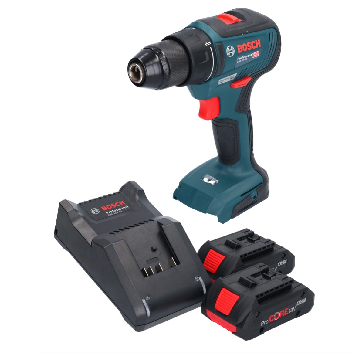 Bosch GSR 18V-55 Professional perceuse-visseuse sans fil 18 V 55 Nm sans balais + 2 batteries ProCORE 4,0 Ah + chargeur