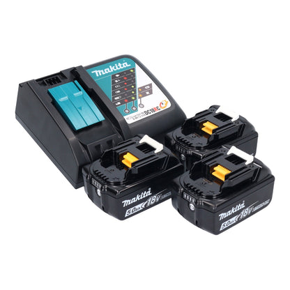 Meuleuse d'angle sur batterie Makita DGA 504 RT3J 18 V 125 mm sans balais + 3 batteries 5,0 Ah + chargeur + Makpac