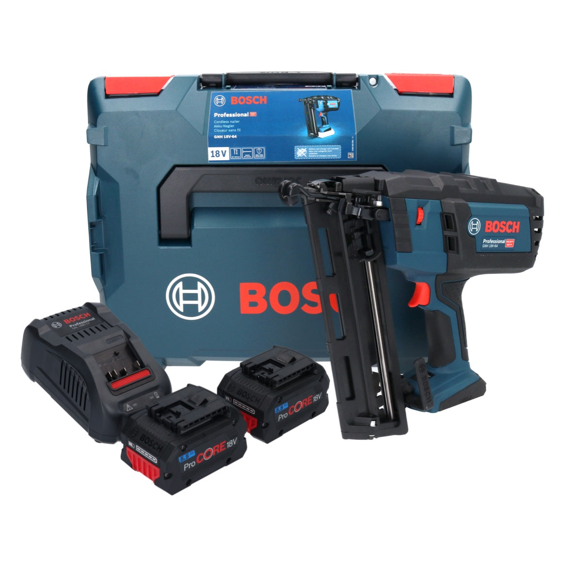 Bosch GNH 18V-64 Akku Nagler 18 V 64 mm 1,6 mm + 2x ProCORE Akku 5,5 Ah + Ladegerät + L-Boxx - Toolbrothers