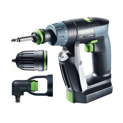 Festool CXS Li 2,6 Plus Akku Bohrschrauber 10,8 V 16 Nm ( 576094 ) + 2x Akku 2,6 Ah + Ladegerät + Winkelvorsatz + Systainer - Nachfolger von 564532 - Toolbrothers