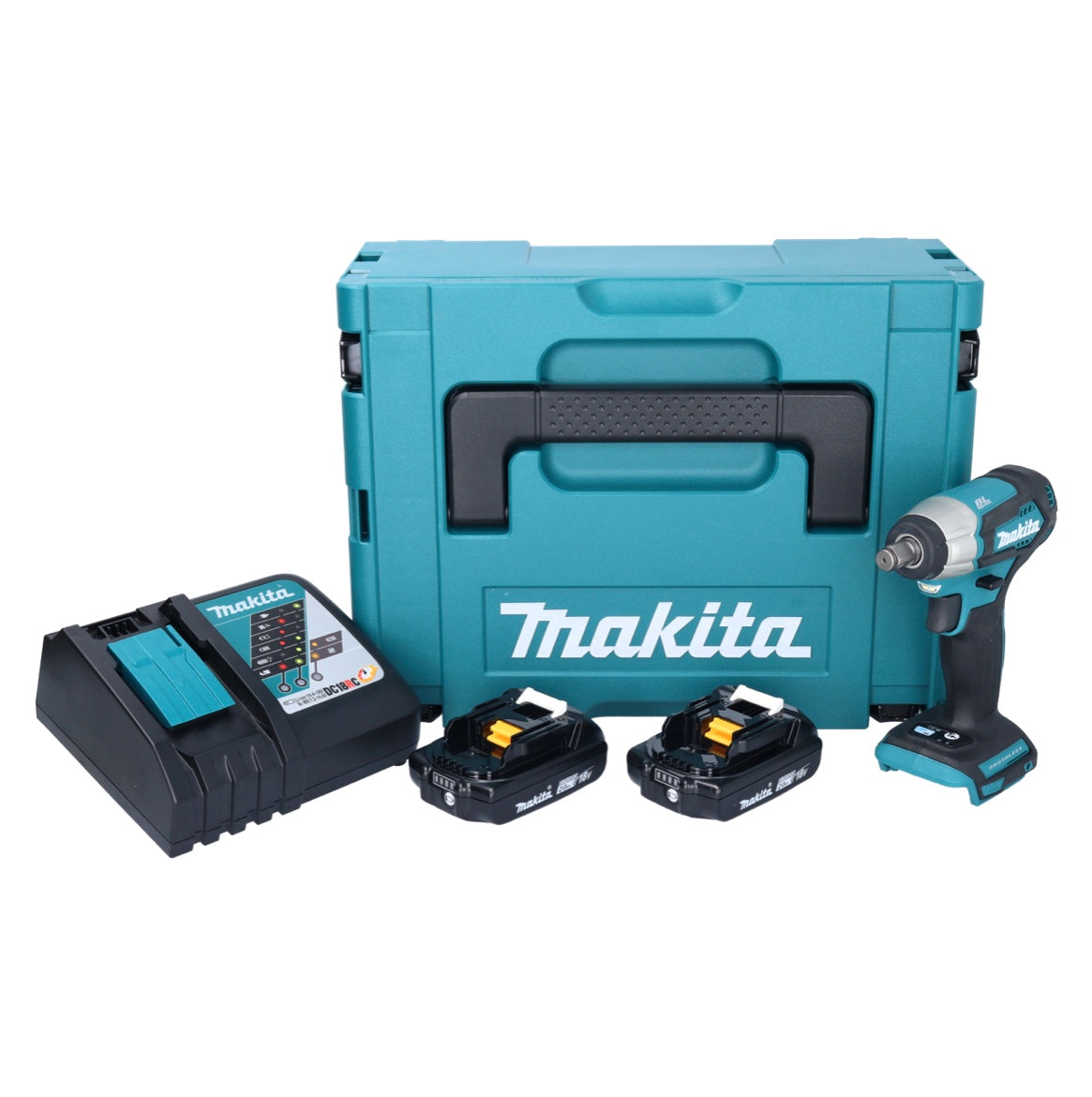 Makita DTW 181 RAJ clé à chocs sans fil 18 V 210 Nm 1/2" sans balai + 2x batterie 2,0 Ah + chargeur + Makpac