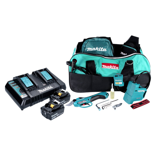 Makita DUP 361 PM sécateur à batterie 36 V (2x 18 V) + 2x batteries 4,0 Ah + double chargeur + sac