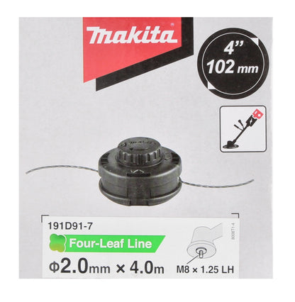 Makita 2-Fadenkopf Tap&Go 2,0 mm ( 191D91-7 ) + Mähfaden rund 1,6 mm 15 m ( E-02733 ) für 18 V Akku Rasentrimmer DUR 187 und DUR 188