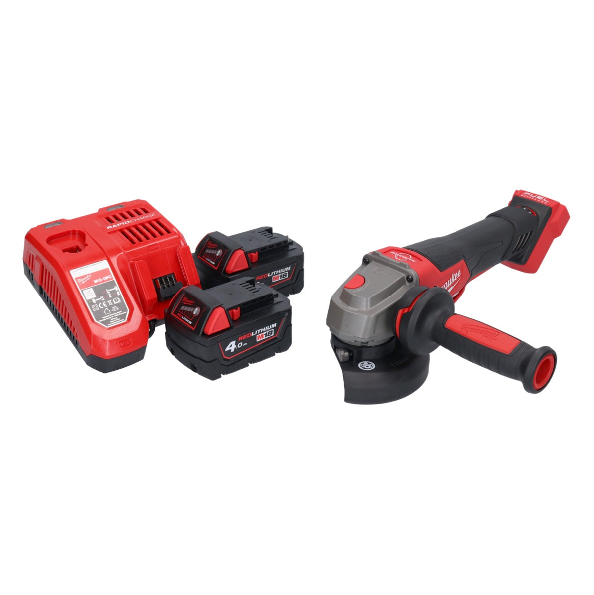 Meuleuse d'angle sur batterie Milwaukee M18 FSAGV115XPDB-402 18 V 115 mm sans balais + 2x batteries 4,0 Ah + chargeur