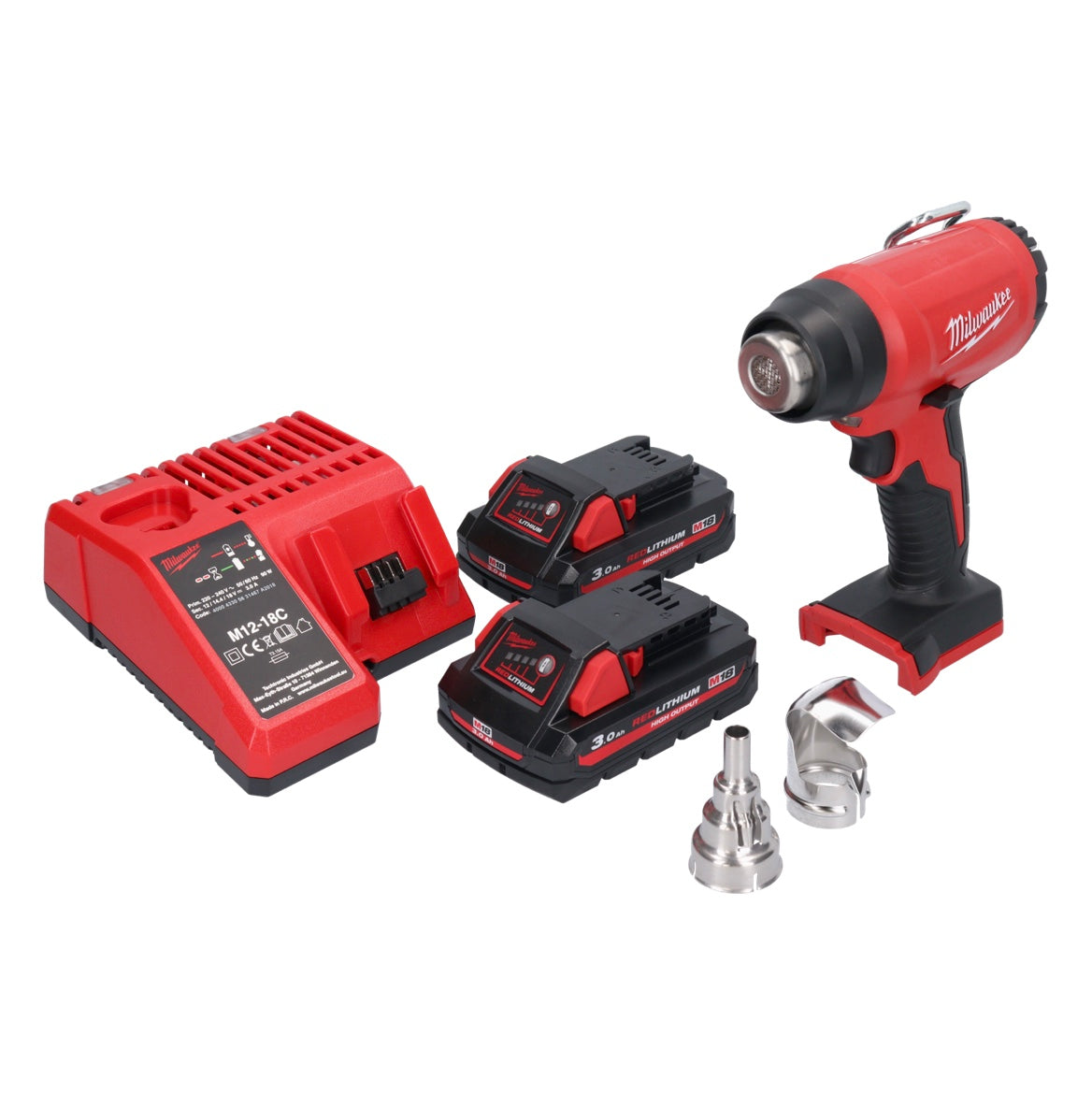 Milwaukee M18 BHG-302 Akku Heißluftgebläse 18 V 470 °C + 2x Akku 3,0 Ah + Ladegerät - Toolbrothers