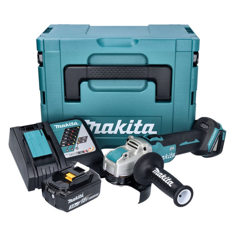 Makita DGA 521 RF1X1J Akku Winkelschleifer 18 V 125 mm X-LOCK Brushless + 1x Akku 3,0 Ah + Ladegerät + Makpac