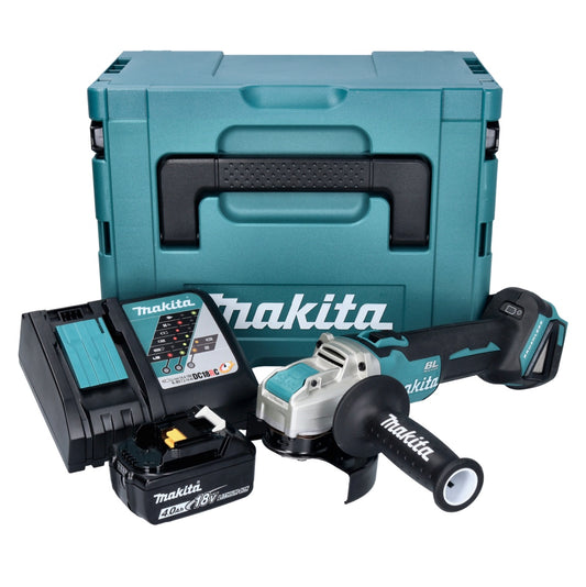 Meuleuse d'angle sur batterie Makita DGA 521 RM1X1J 18 V 125 mm X-LOCK Brushless + 1x batterie 4,0 Ah + chargeur + Makpac