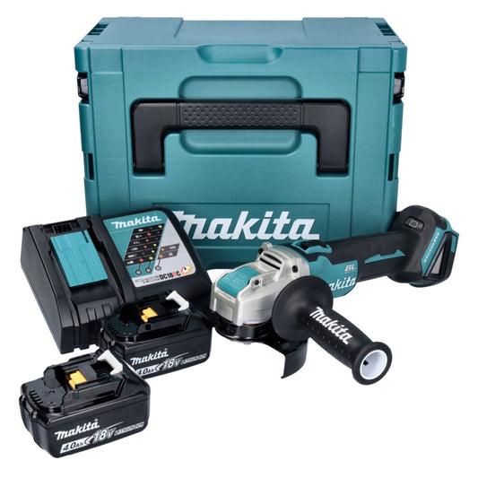 Makita DGA 521 RMX1J Meuleuse d'angle sur batterie 18 V 125 mm X-LOCK brushless + 2x batterie 4,0 Ah + chargeur + Makpac