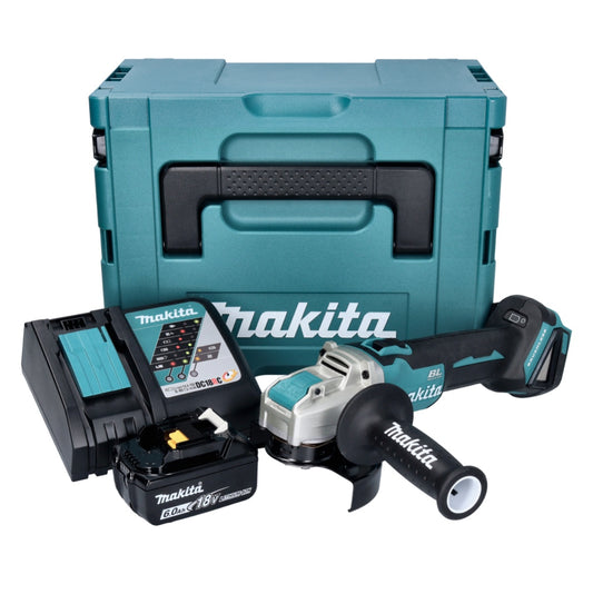 Makita DGA 521 RG1X1J Akku Winkelschleifer 18 V 125 mm X-LOCK Brushless + 1x Akku 6,0 Ah + Ladegerät + Makpac