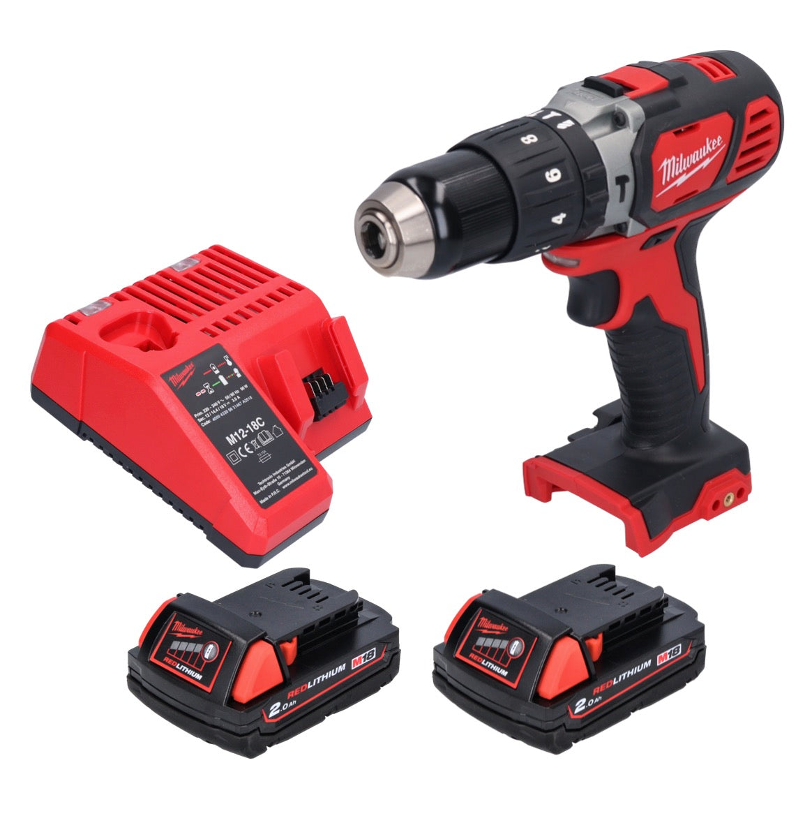 Milwaukee M18 BPD Akku Schlagbohrschrauber 18 V 60 Nm + 2x Akku 2,0 Ah + Ladegerät