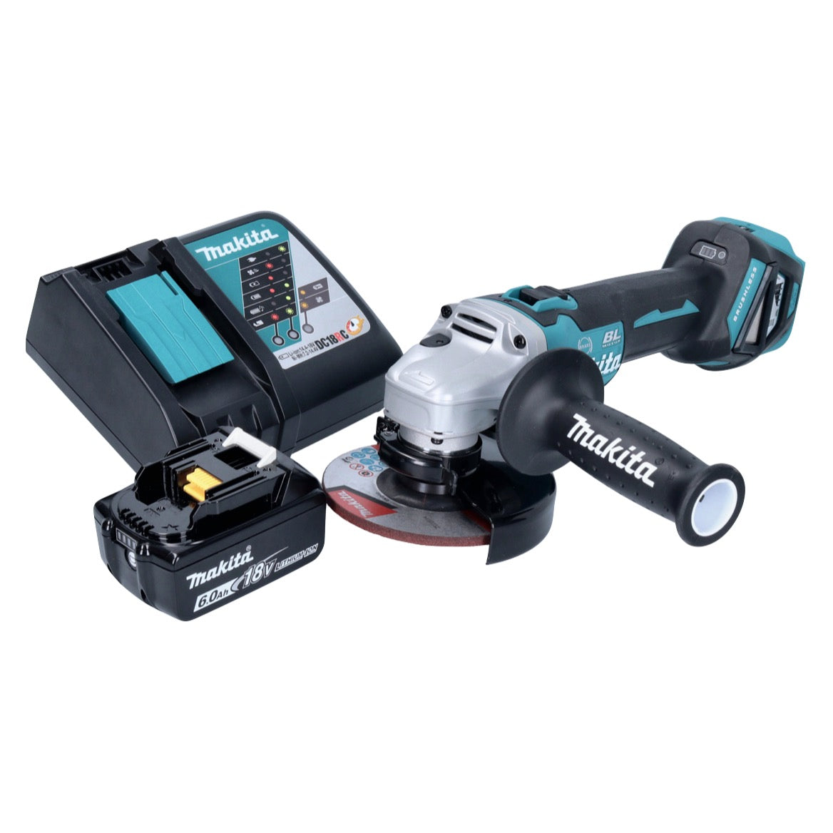 Makita DGA 513 RG1 Meuleuse d'angle sur batterie 18 V 125 mm sans balais + 1x batterie 6,0 Ah + chargeur