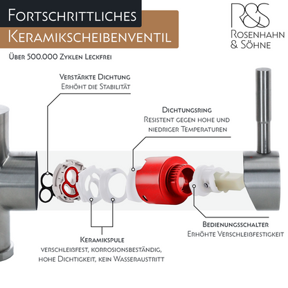 Rosenhahn & Söhne Juist 200 Küchenarmatur 360° Drehbarer Wasserhahn Küche - Armatur Küche [Chrom] - 2-fach verstellbare Spültischarmatur + Anschlussschläuche - Toolbrothers