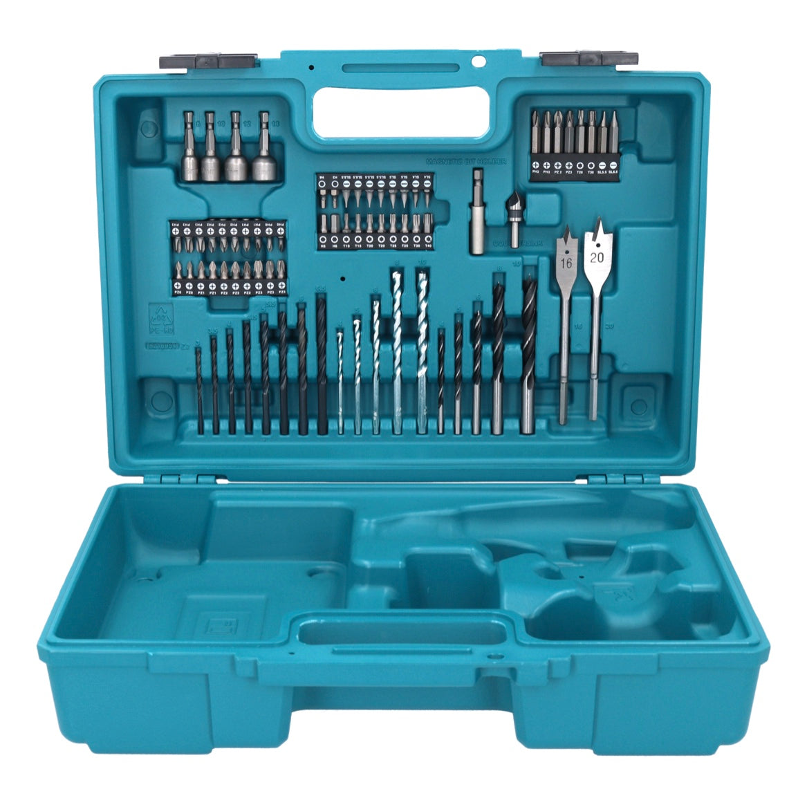 Makita DHP 482 RFX1 Akku Schlagbohrschrauber 18 V 62 Nm + 2x Akku 3,0 Ah + Ladegerät + 74 tlg. Bit Bohrer Set + Koffer