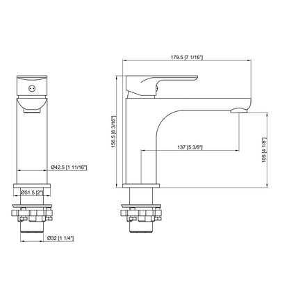 Rosenhahn & Söhne Poel M Design Badarmatur Wasserhahn Badezimmer - Armatur Bad [Chrom] - Heiß + Kalt Waschtischarmatur + Anschlussschläuche - Toolbrothers