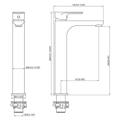 Rosenhahn & Söhne Poel L Design Badarmatur Wasserhahn Badezimmer - Armatur Bad [Chrom] - Heiß + Kalt Waschtischarmatur + Anschlussschläuche - Toolbrothers