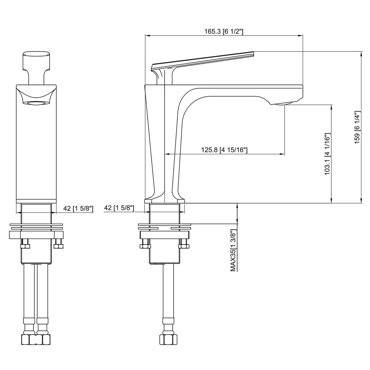 Rosenhahn & Söhne Vilm M Design Badarmatur Wasserhahn Badezimmer - Armatur Bad [Chrom] - Heiß + Kalt Waschtischarmatur + Anschlussschläuche - Toolbrothers