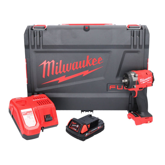 Milwaukee M18 FIW2F38-201X Akku Schlagschrauber 18 V 339 Nm 3/8 " Brushless + 1x Akku 2,0 Ah + Ladegerät + HD Box