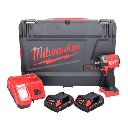 Clé à chocs sans fil Milwaukee M18 FIW2F38-202X 18 V 339 Nm 3/8" brushless + 2x batterie 2,0 Ah + chargeur + boîtier HD