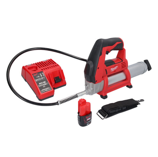 Pistolet graisseur à batterie Milwaukee M12 GG-301C 12 V 562 bar + 1x batterie 3,0 Ah + chargeur