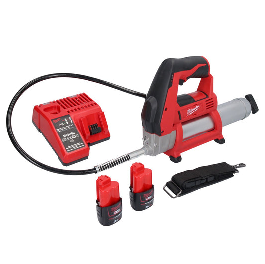 Milwaukee M12 GG-302C Akku Fettpresse 12 V 562 bar + 2x Akku 3,0 Ah + Ladegerät