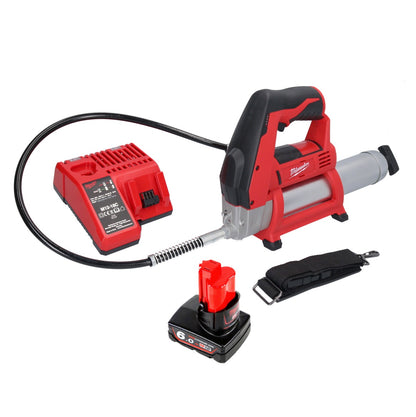 Pistolet graisseur à batterie Milwaukee M12 GG-601C 12 V 562 bar + 1x batterie 6,0 Ah + chargeur