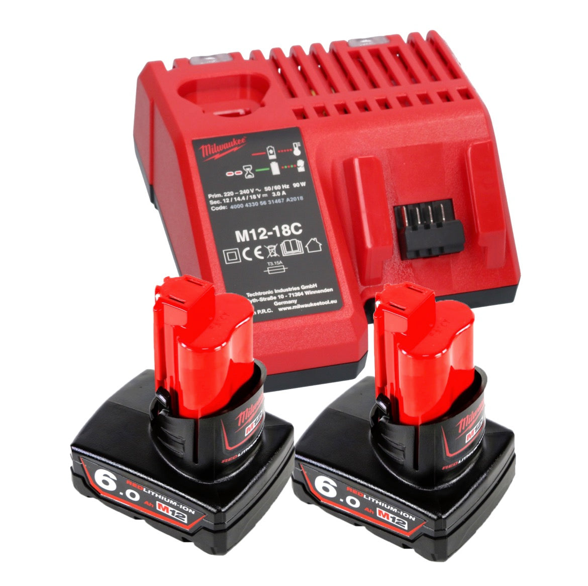 Milwaukee M12 GG-602C Akku Fettpresse 12 V 562 bar + 2x Akku 6,0 Ah + Ladegerät