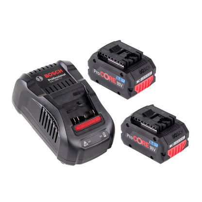 Kit de démarrage Bosch ProCore avec 2 batteries professionnelles ProCORE 18 V 8,0 Ah GBA (1600A016GK) et chargeur GAL 1880 CV