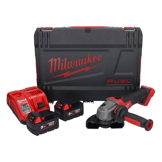 Meuleuse d'angle sur batterie Milwaukee M18 FSAG125X-502X 18 V 125 mm brushless + 2x batteries 5,0 Ah + chargeur + boîtier HD