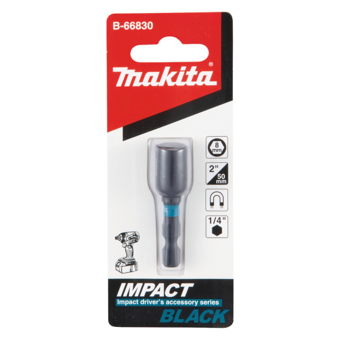 Makita B-66830 Clé à douille SW8 50 mm 1/4" Impact Noir