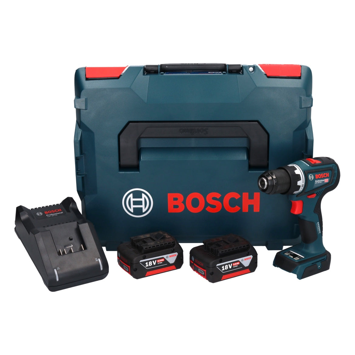 Bosch GSR 18V-90 C Professional Akku Bohrschrauber 18 V 64 Nm Brushless + 2x Akku 5,0 Ah + Ladegerät + L-Boxx - Toolbrothers