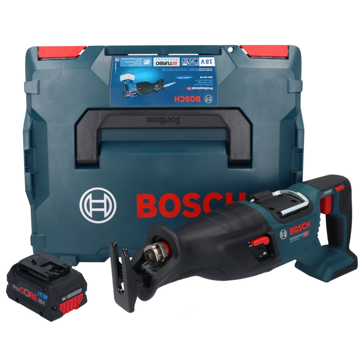 Scie sabre sur batterie Bosch GSA 18V-28 18 V BITURBO brushless + 1x batterie ProCORE 5,5 Ah + L-Boxx - sans chargeur