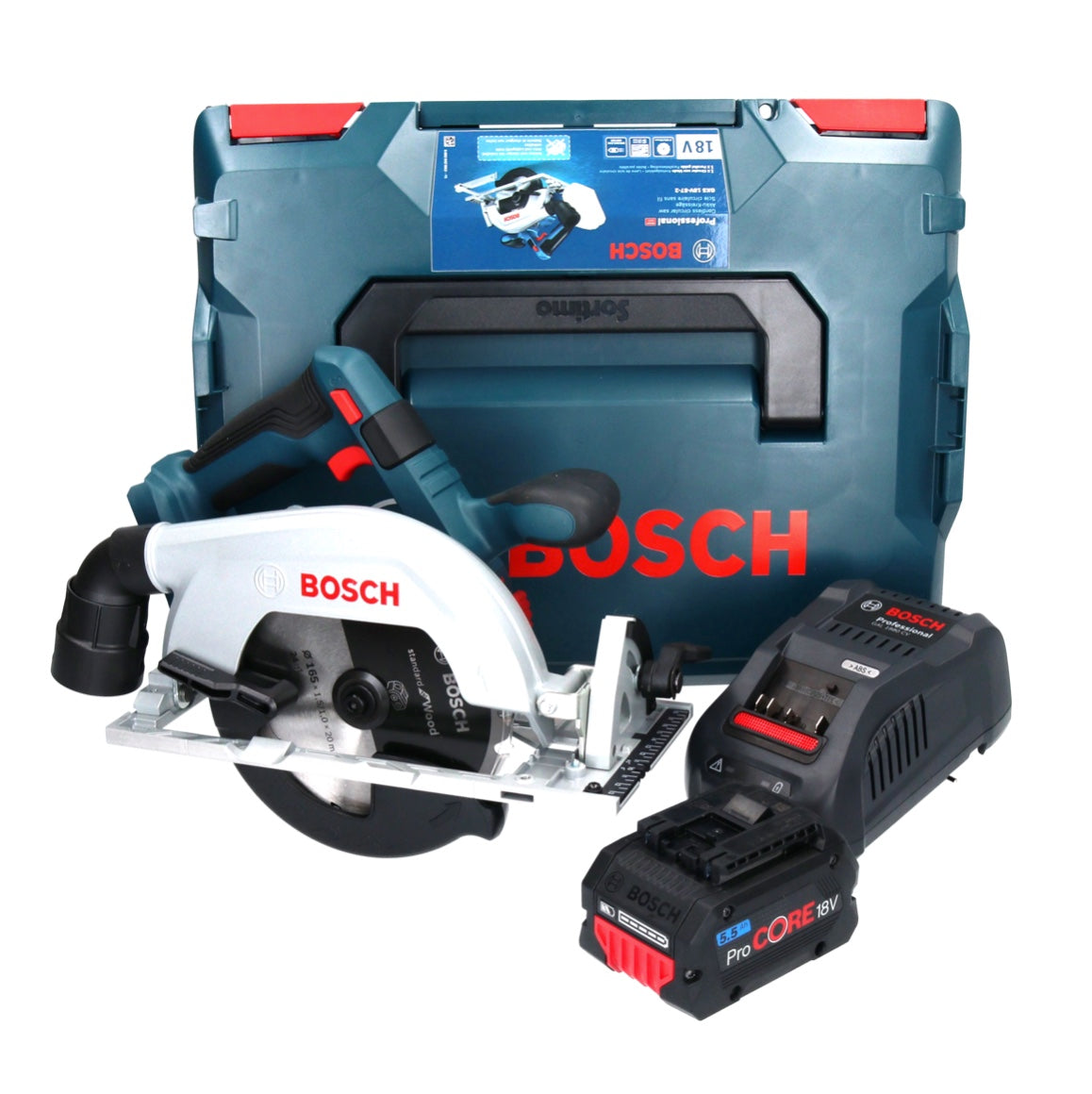 Bosch GKS 18V-57-2 Professional Akku Kreissäge 18 V 165 mm Brushless + 1x ProCORE Akku 5,5 Ah + Ladegerät + L-Boxx - Toolbrothers