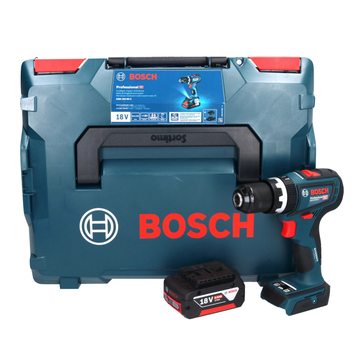 Bosch GSB 18V-90 C Professional Akku Schlagbohrschrauber 18 V 64 Nm Brushless + 1x Akku 5,0 Ah + L-Boxx - ohne Ladegerät - Toolbrothers