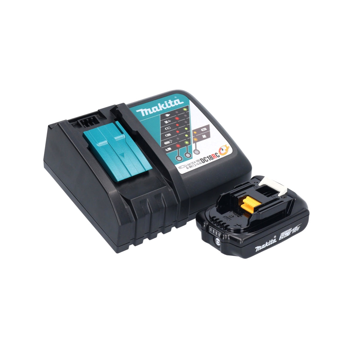 Makita DMR 056 RA1 Akku Radio 18 V FM DAB+ mit Laterne 360° Taschenlampe IP65 + 1x Akku 2,0 Ah + Ladegerät