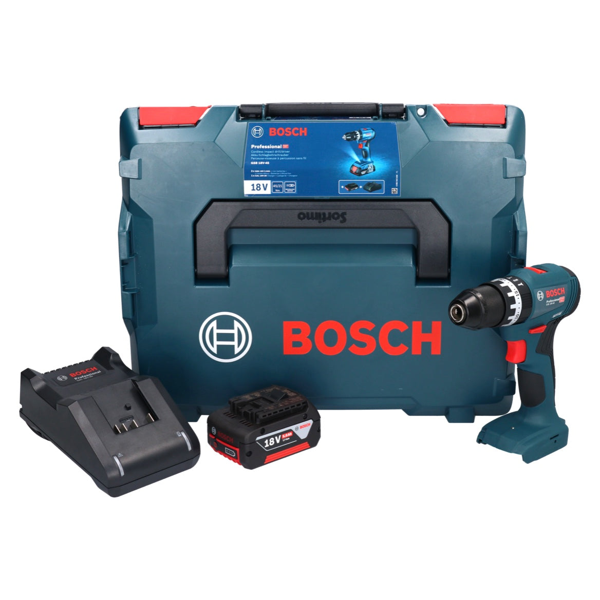 Bosch GSB 18V-45 Akku Schlagbohrschrauber 18 V 45 Nm Brushless + 1x Akku 5,0 Ah + Ladegerät + L-Boxx - Toolbrothers