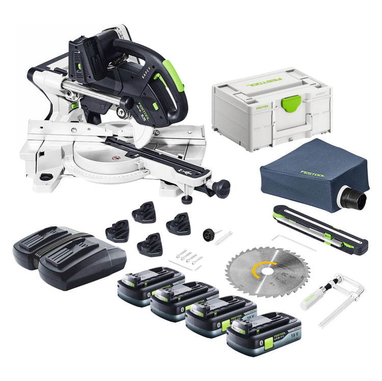 Festool KSC 60 EB-Basic KAPEX Akku Kapp Zugsäge 18 V / 36 V 216 mm Brushless + 4x Akku 4,0 Ah + Ladegerät + Systainer - Toolbrothers